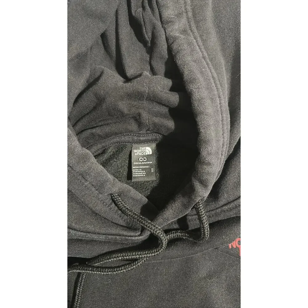 The North Face Mens Fine Alpine Pullover Hoodie Black Red Logo Size M